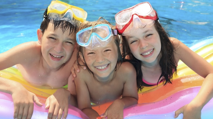 Kids playing in pool